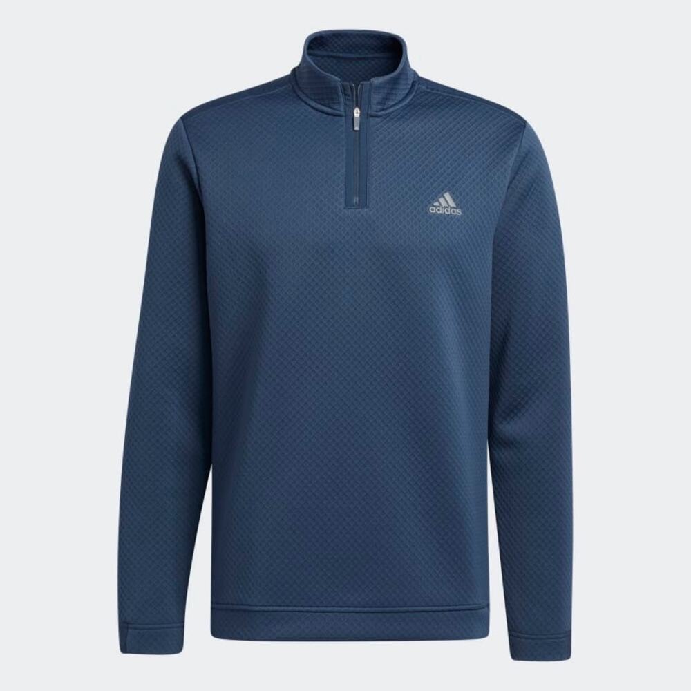 New Adidas Mens Primegreen Water-Resistant Quarter Zip Top in Crew Navy - Size L